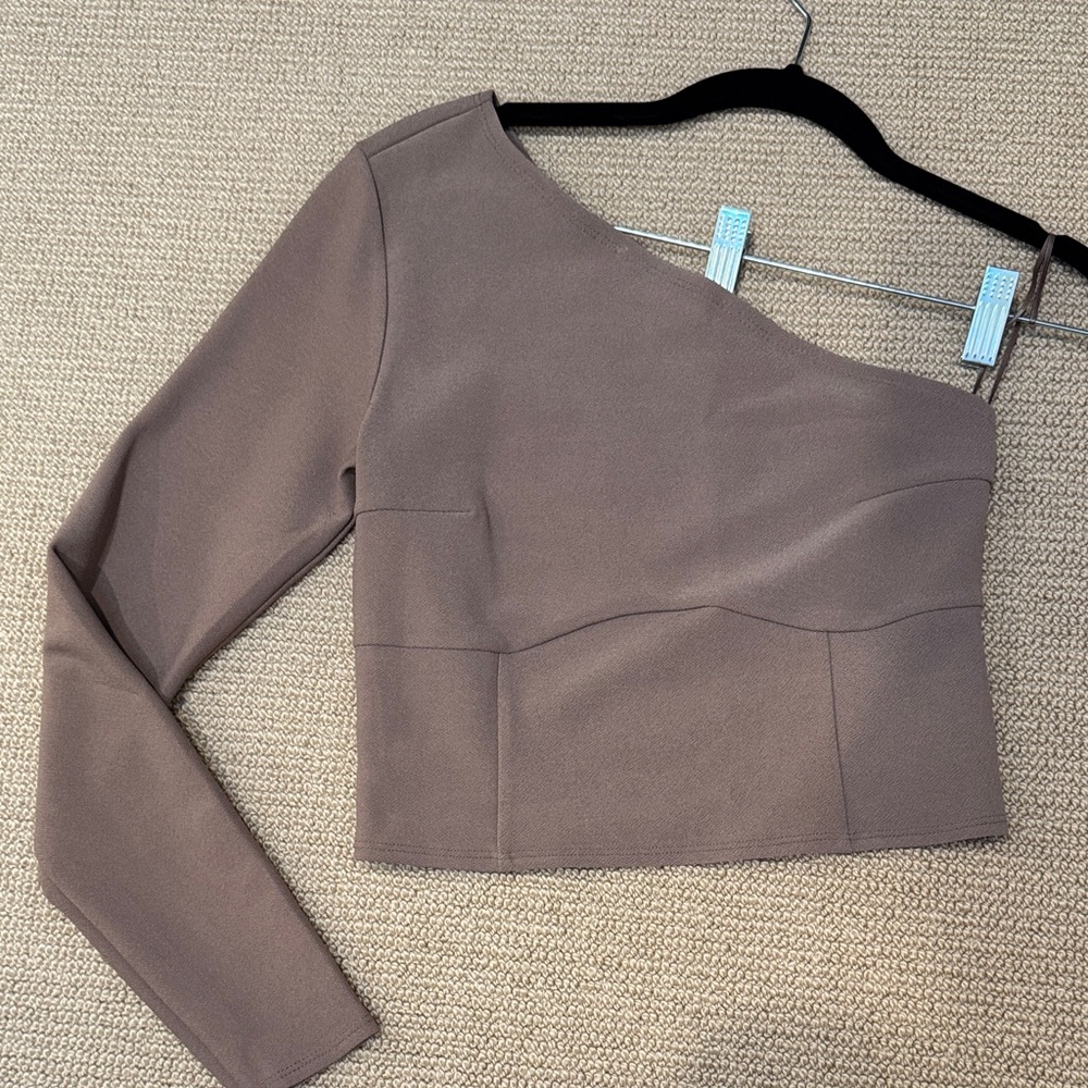 Abercrombie & Fitch One-Shoulder Brown Crop Top